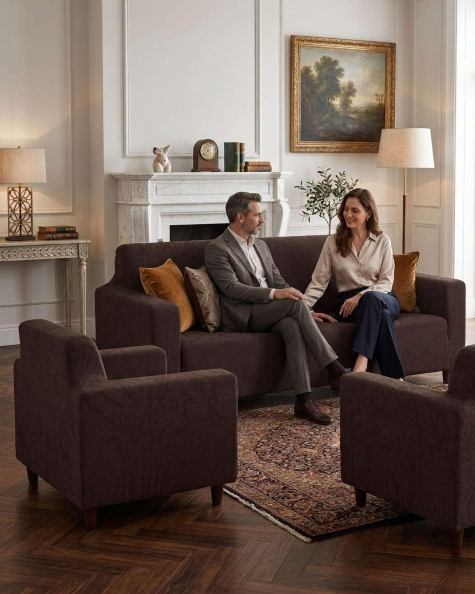 Set de Fundas Elásticas para Living 3+1+1 Diseño Hojas A2-2