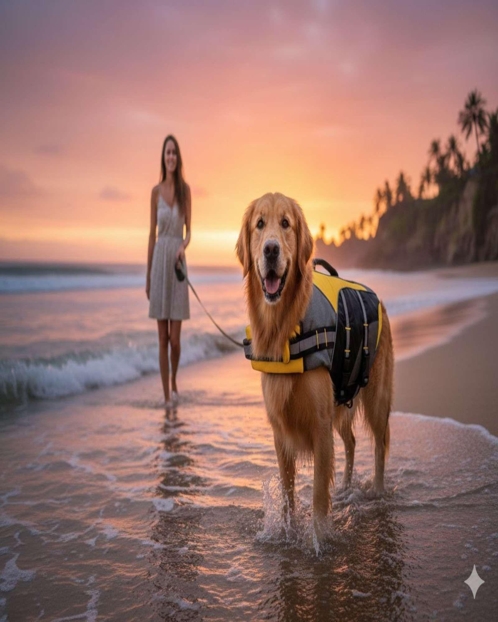 Chaleco flotador para mascotas con asa de rescate talla M-1