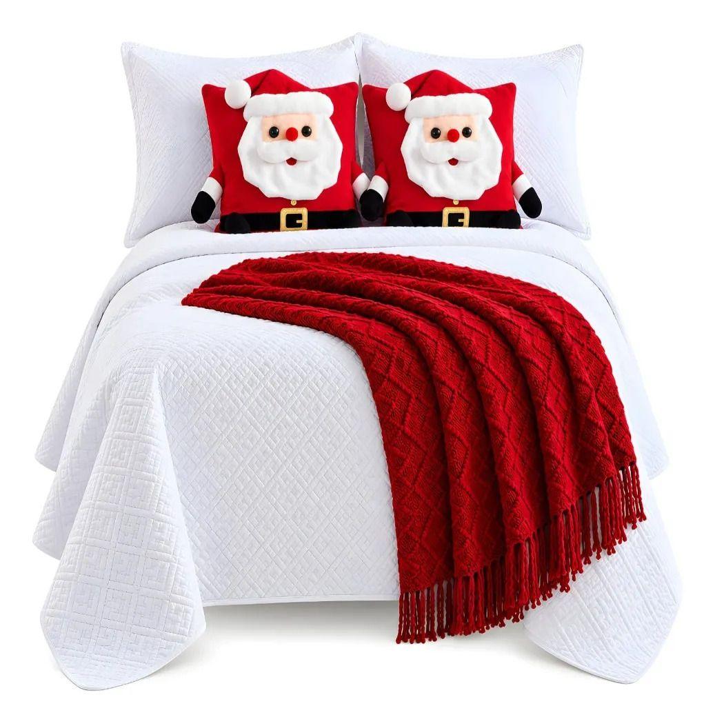 Cubrecamas Navideño Con Manta Y 2 Fundas De Cojin 1.5 Plaza m29-3