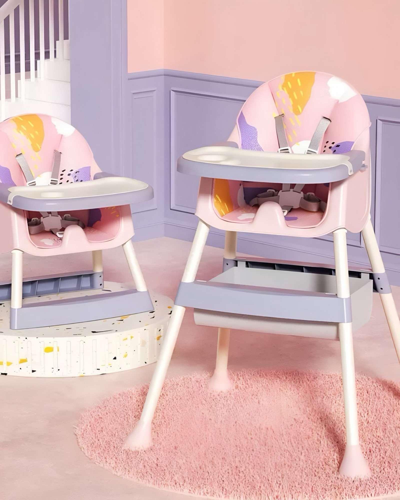 Silla de Comer Multifuncional para Bebé 2 en 1 Rosa-3