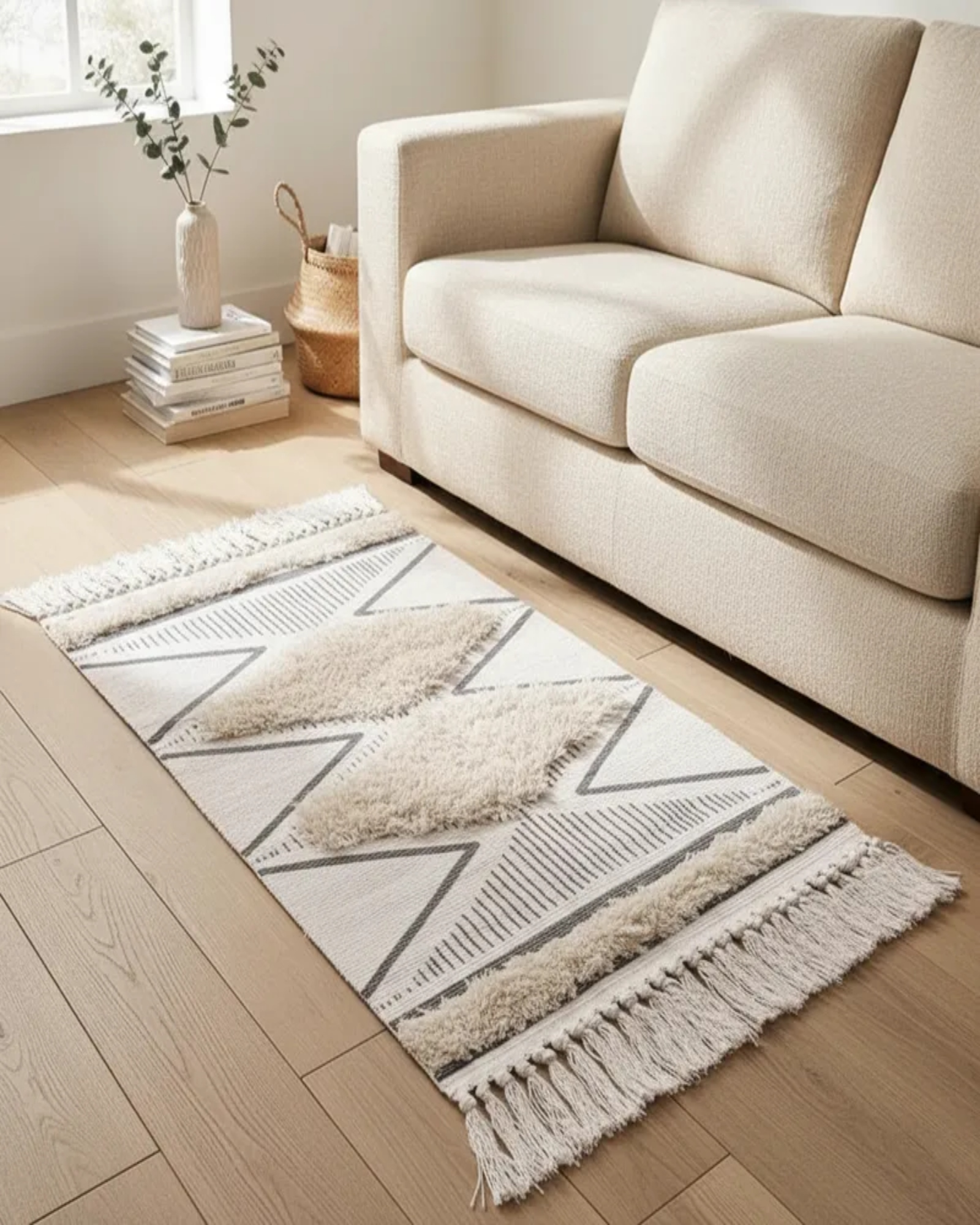 Pack de 2 Bajada de Cama de Lino estilo boho  medida 60 cm x 90 cm C4-3