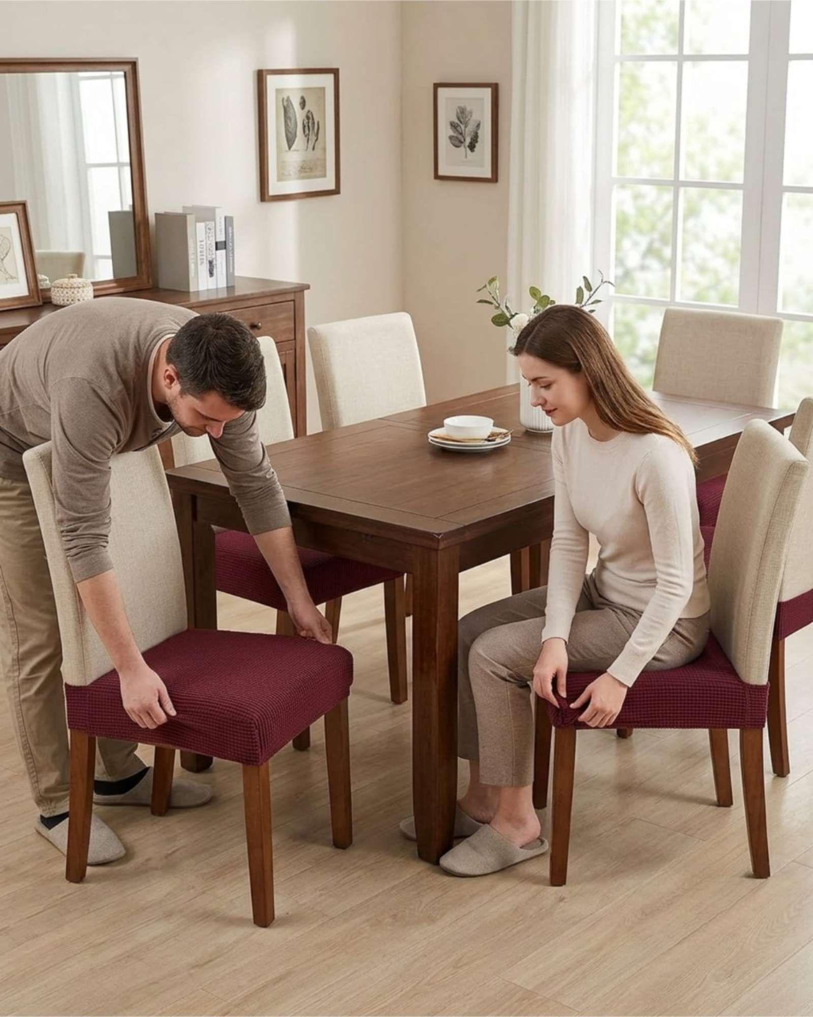 Pack x6 Fundas Cubre Asiento para Silla de Comedor Elásticas S4-2