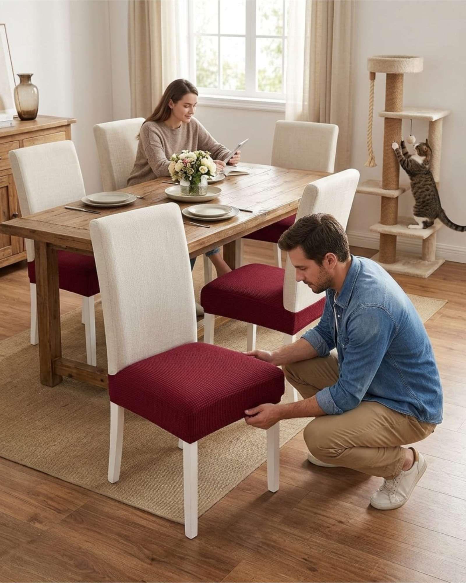 Pack x6 Fundas Cubre Asiento para Silla de Comedor Elásticas S4-3