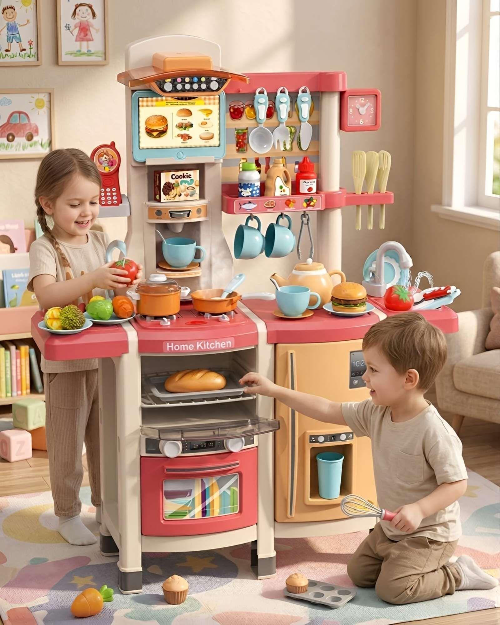 Cocina de Juguete Infantil 100cm con Sonido, Agua y 66 Accesorios 02-2