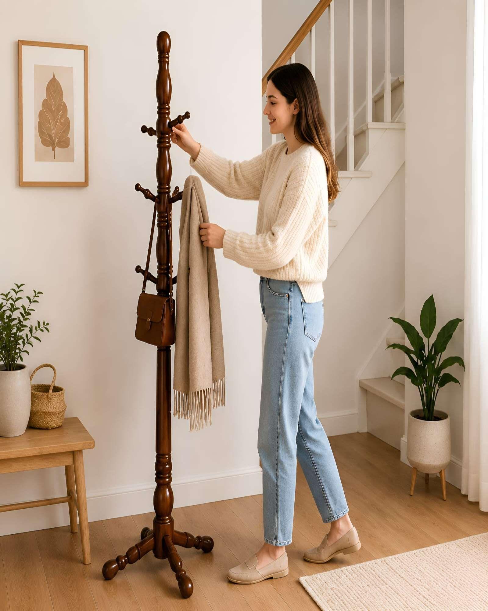 Perchero Clásico 180 cm Madera de Roble De Alta Calidad m1-0