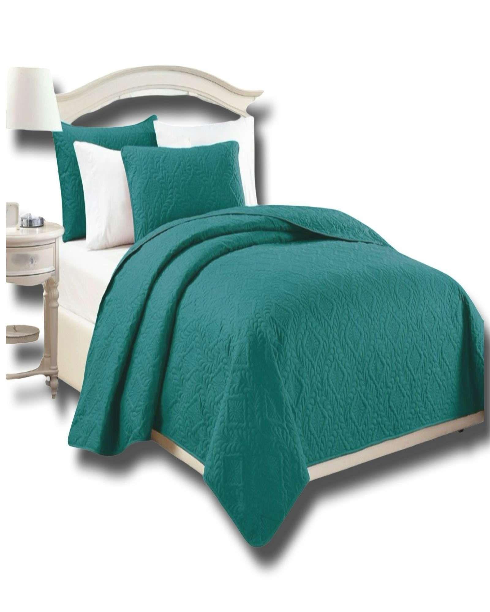 COBERTOR COLCHA DE VERANO QUILT PLAZA Y MEDIA TURQUESA-3
