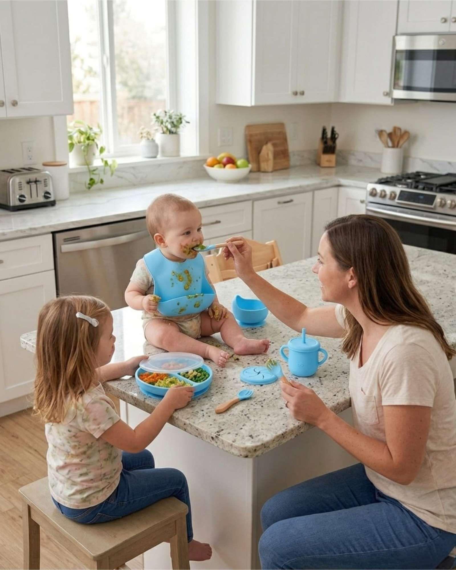 Set De Vajilla De Silicona Con Tapa Para Bebé 10 Piezas b4-2