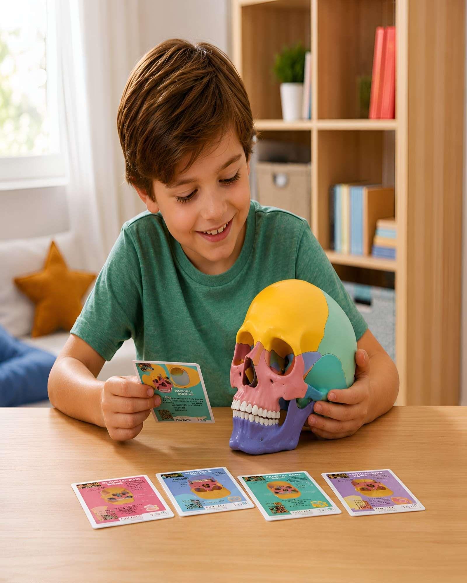 Set de Ciencia Infantil Craneo Humano Didactico con Tarjetas Educativas-0
