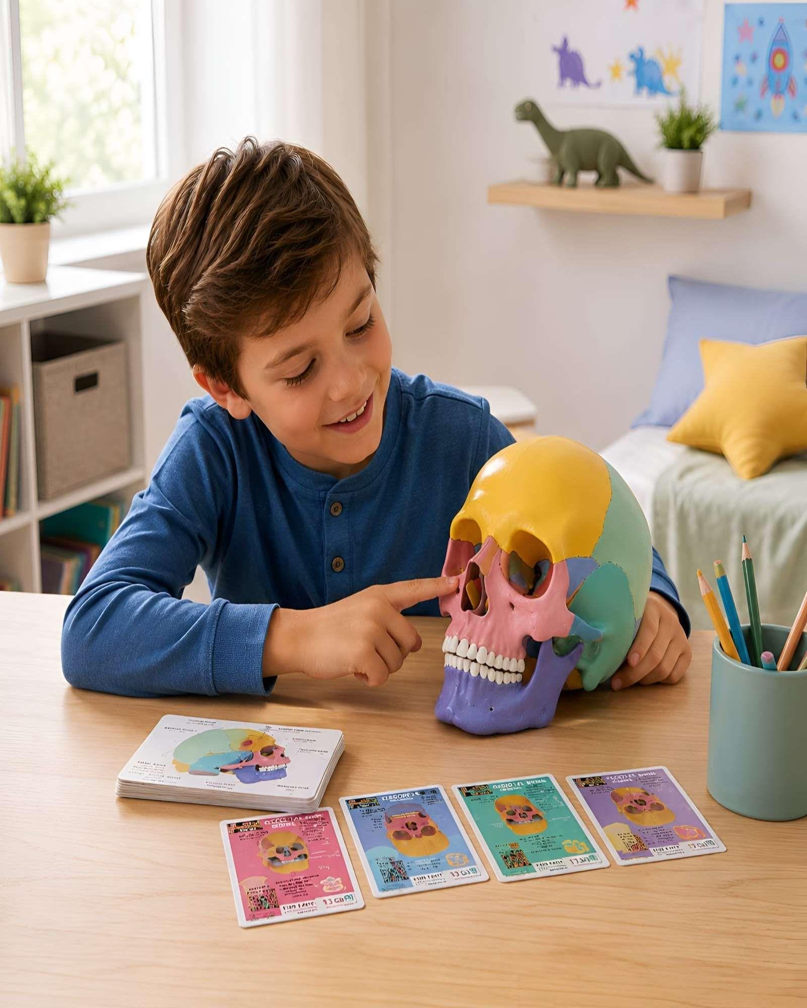 Set de Ciencia Infantil Craneo Humano Didactico con Tarjetas Educativas-1