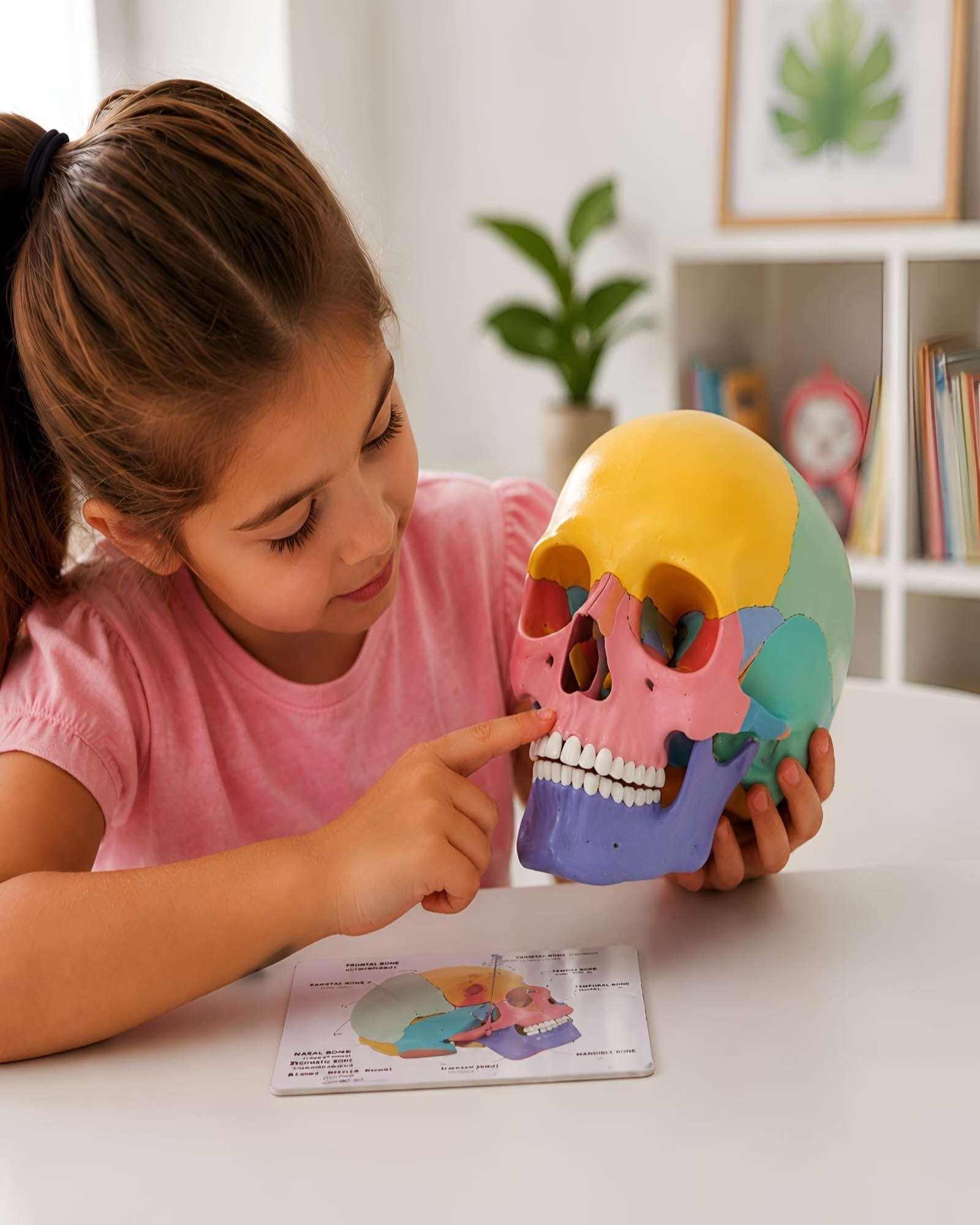 Set de Ciencia Infantil Craneo Humano Didactico con Tarjetas Educativas-4