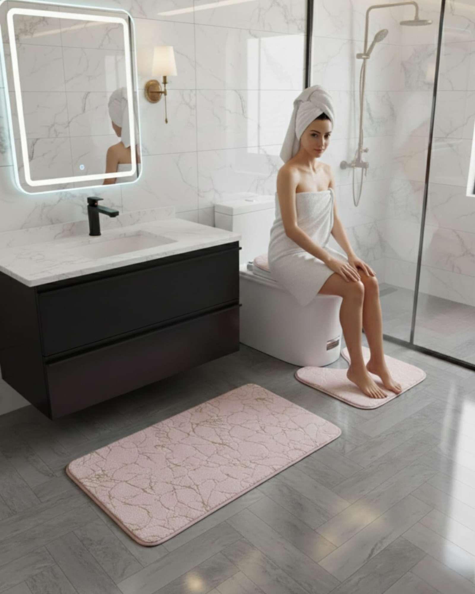 SET DE BAÑO DE MARMOL ATERCIOPELADOS 3 PIEZAS m3-4