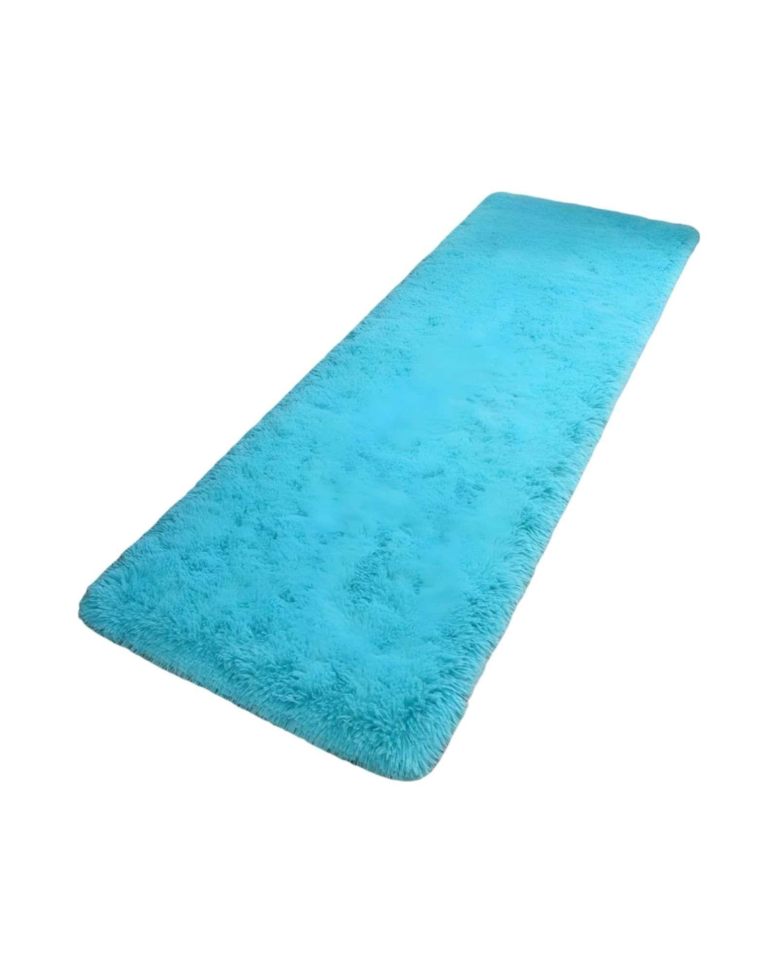 Set de 2 Alfombra Pasillera Shaggy 70x150 cm Pelo Largo turquesa-2