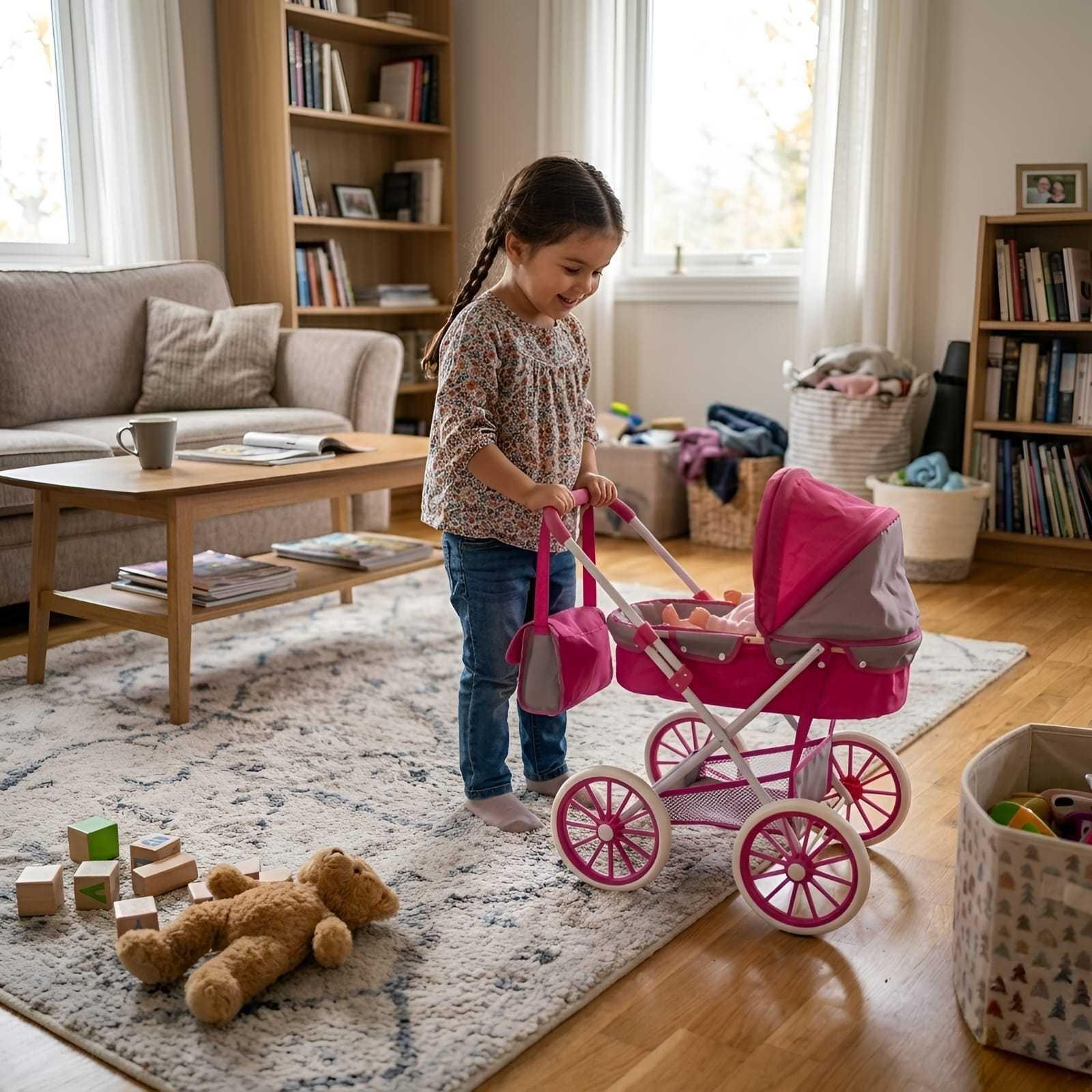 Coche De Paseo Para Muñecas Diseño Clásico + Bolso Accesorios A3-4