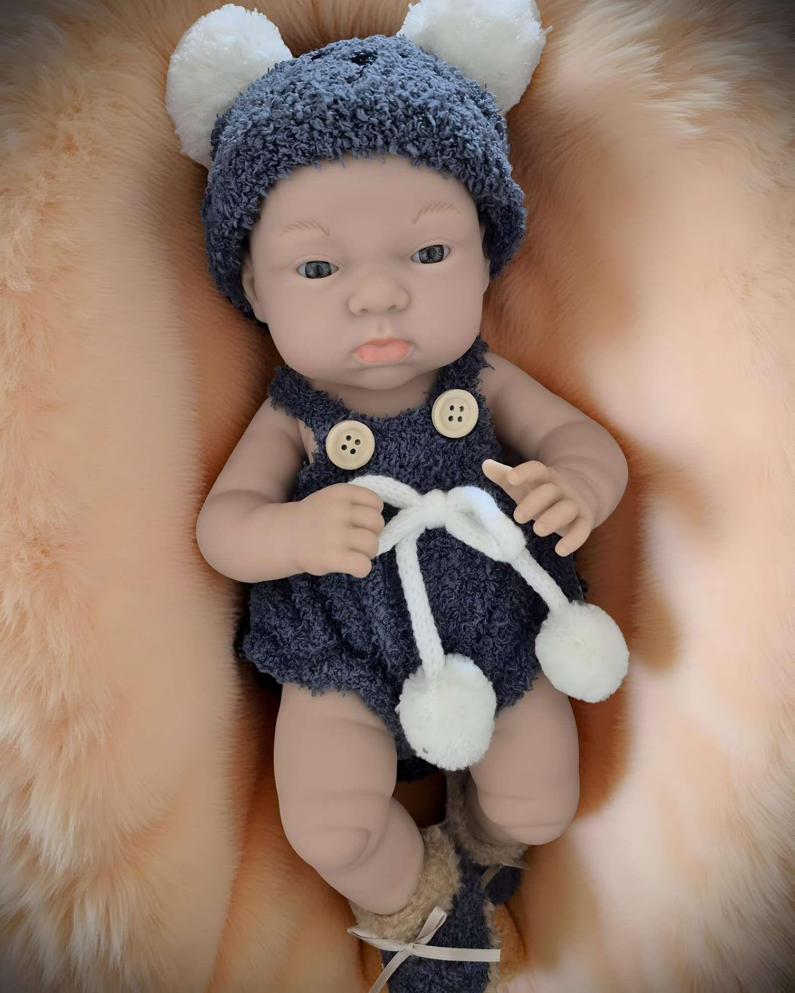 Muñeca infantil bebé realista silicona baby so lovely azul -3