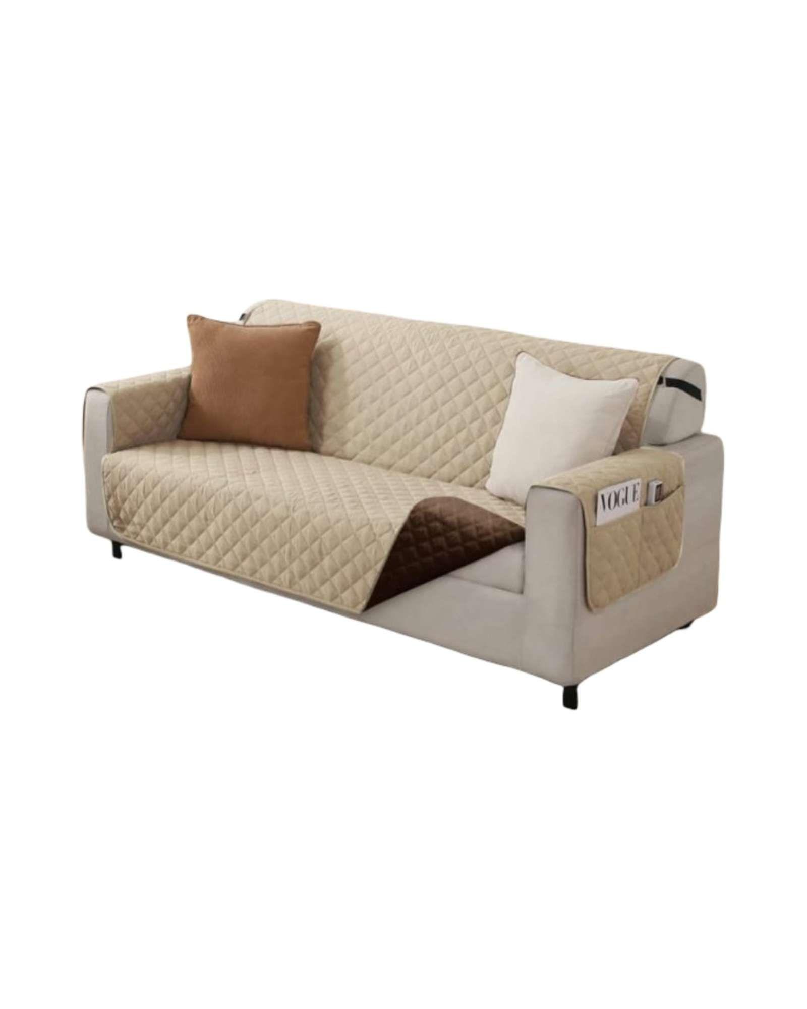 Set de Cubre sillon con bolsas diseño reversible 3 cuerpos negro-2