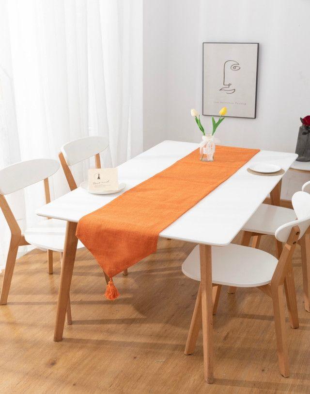 CAMINO DE MESA DE LINO 33 X 180cm Naranja-2