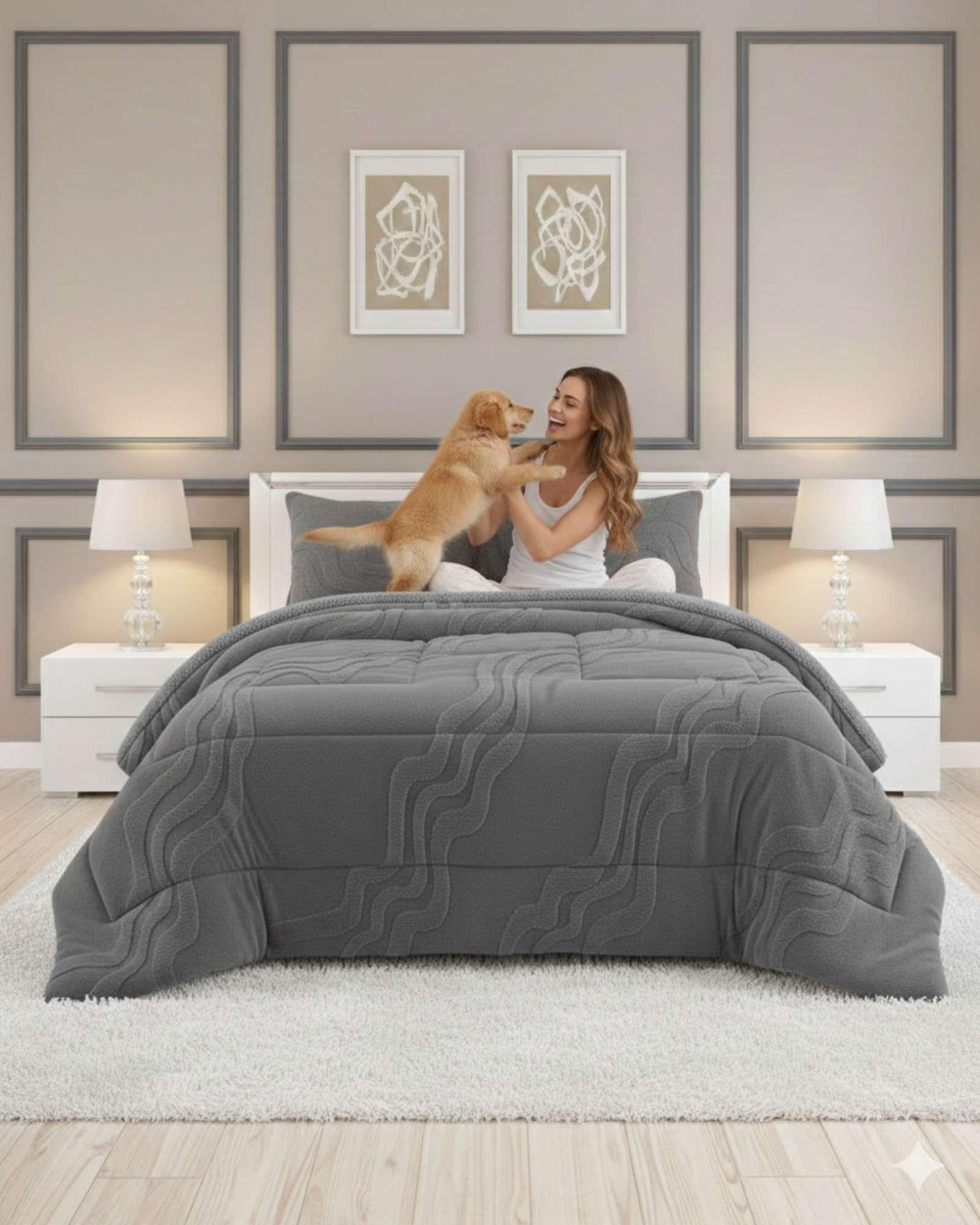 CHIPORRO PREMIUN CUBRECAMA DE INVIERNO SUPER KING 250 CM X 270 CM GRIS-2