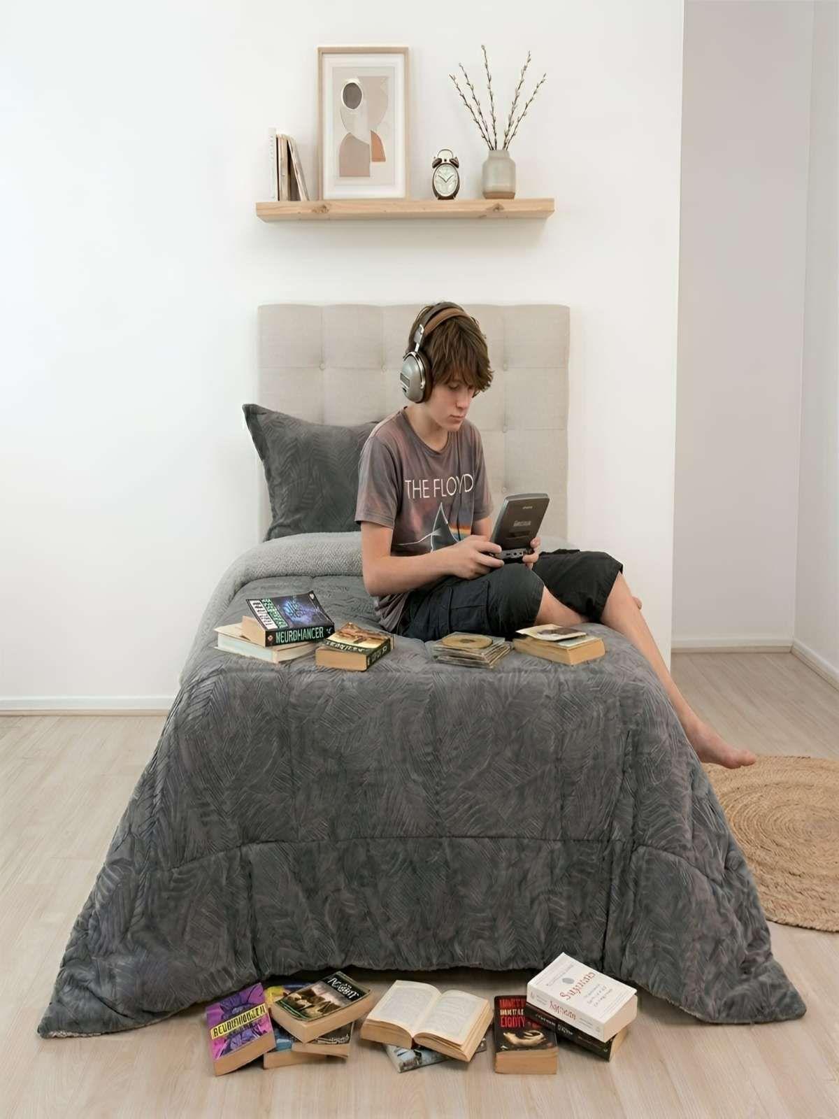 Cubrecama Outboss Deluxe Sherpa 1.5 Plazas gris-0