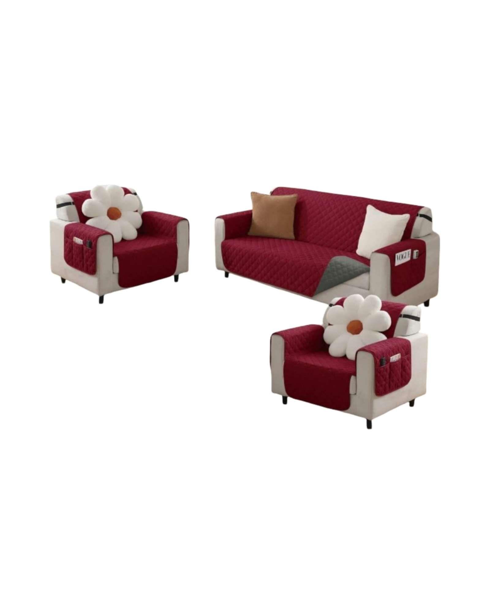 Cubre sillon reversibles con bolsas sest de 3 piezas 3+1+1 negro-2