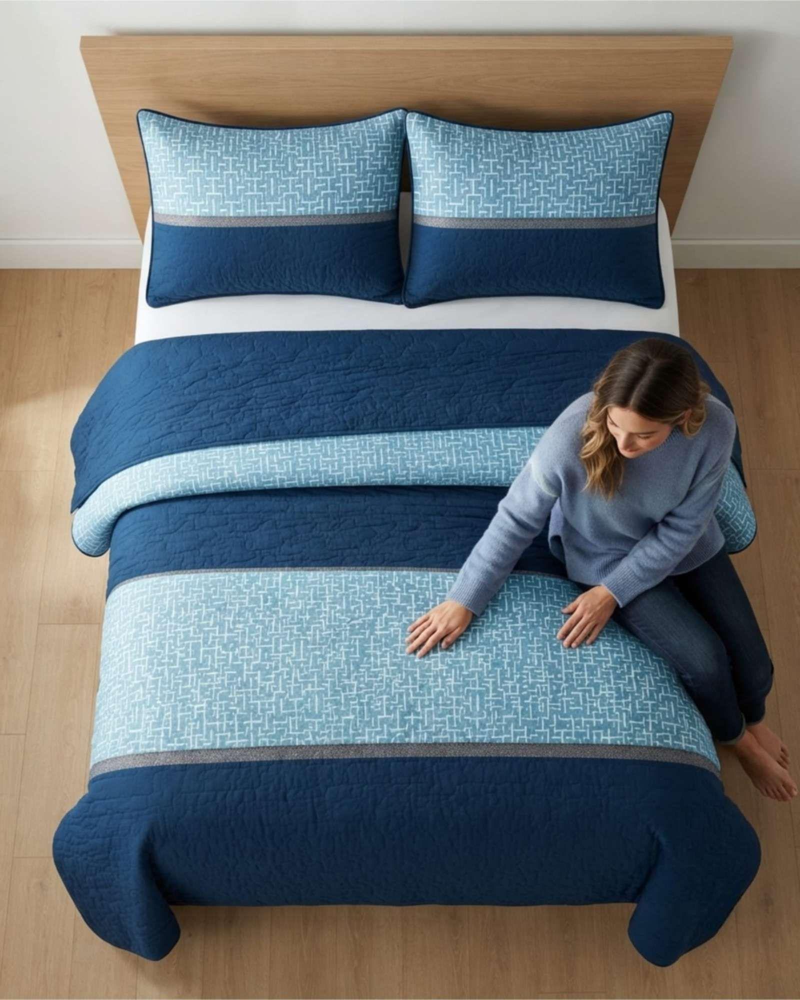 Quilt Delgado Para Verano Fresco 2 Plazas Mas Almohadas m17-4