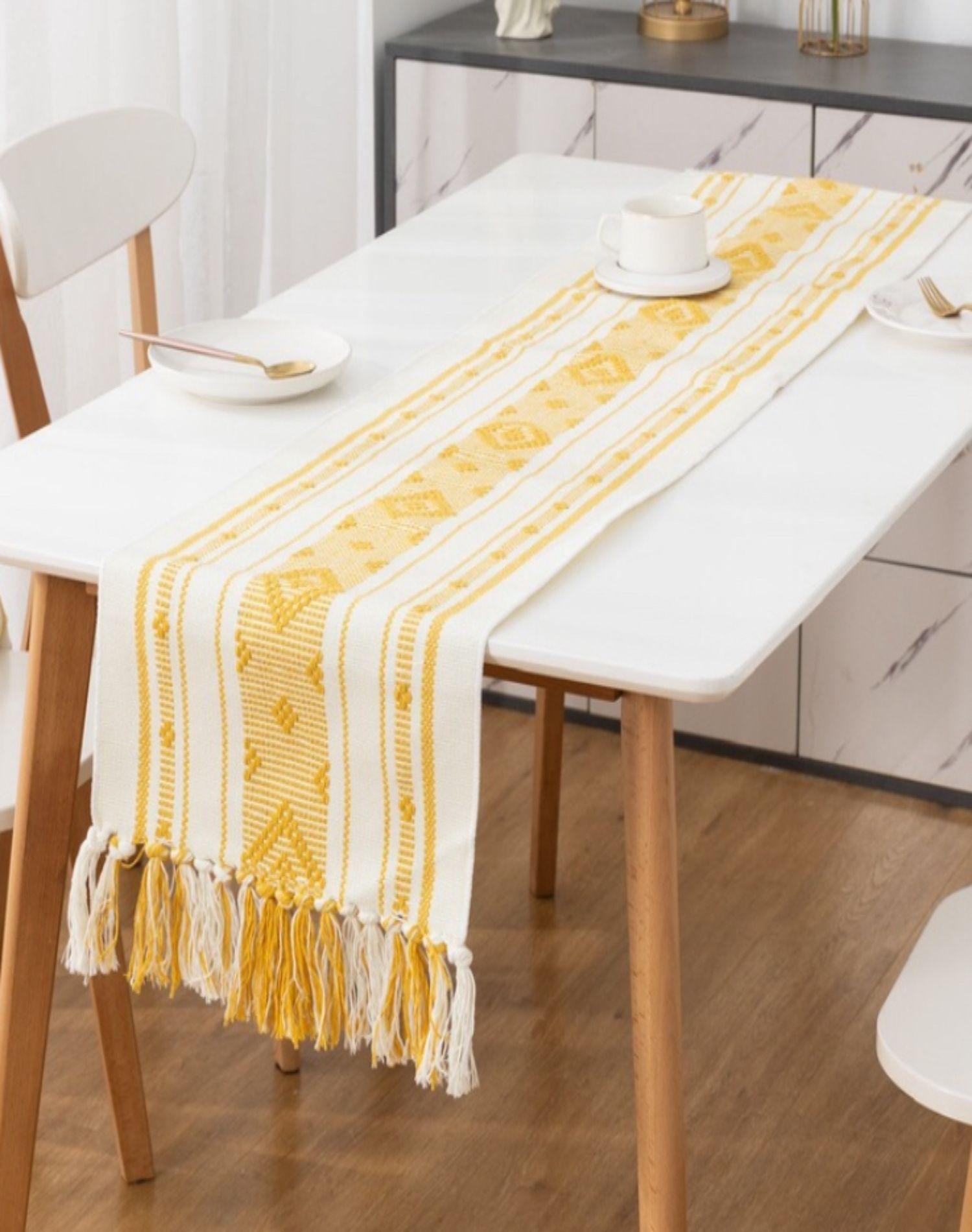 CAMINO DE MESA CROCHE 30 X 180cm Amarillo-2