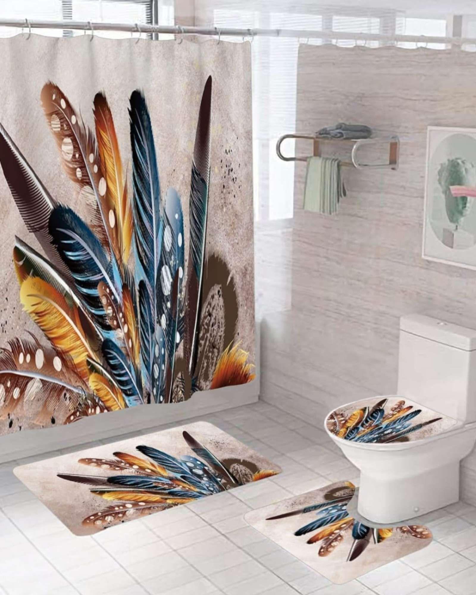 Set de baño 5 piezas Cortina mas Alfombras mas forro de ducha  -05-2