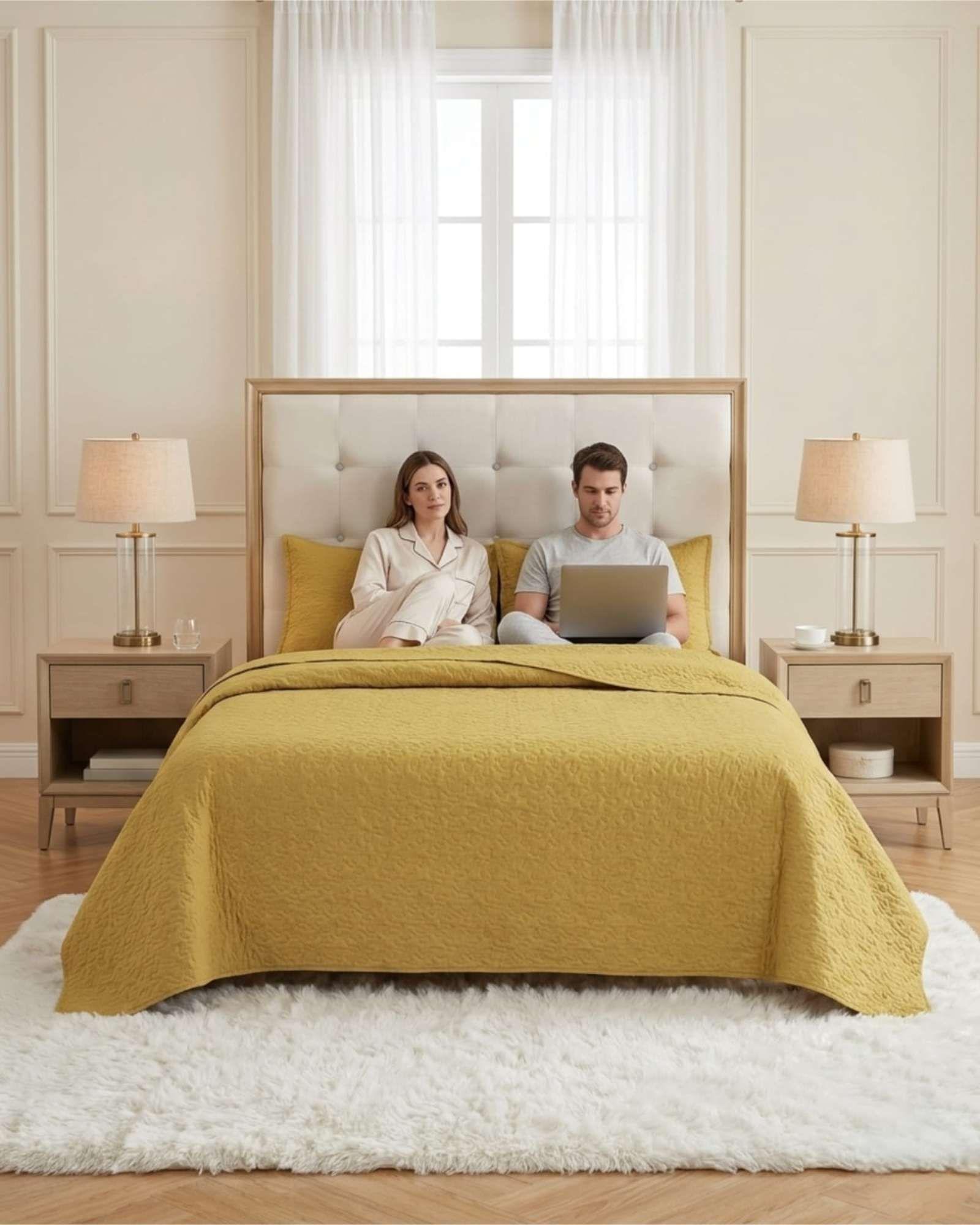 Cubrecama Quilt Verano 2 Plazas Suave Fresco Bordado d6-0