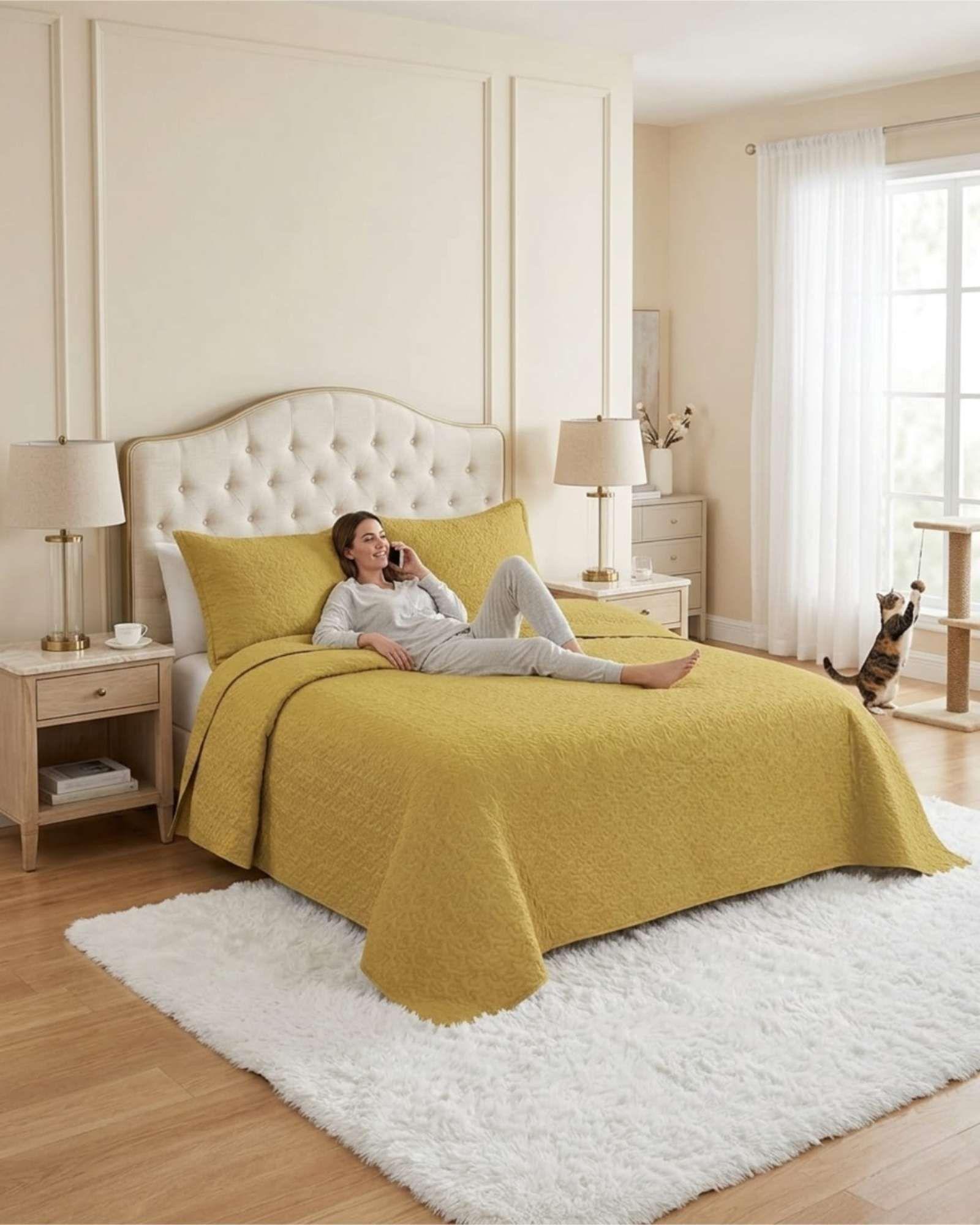 Cubrecama Quilt Verano 2 Plazas Suave Fresco Bordado d6-3