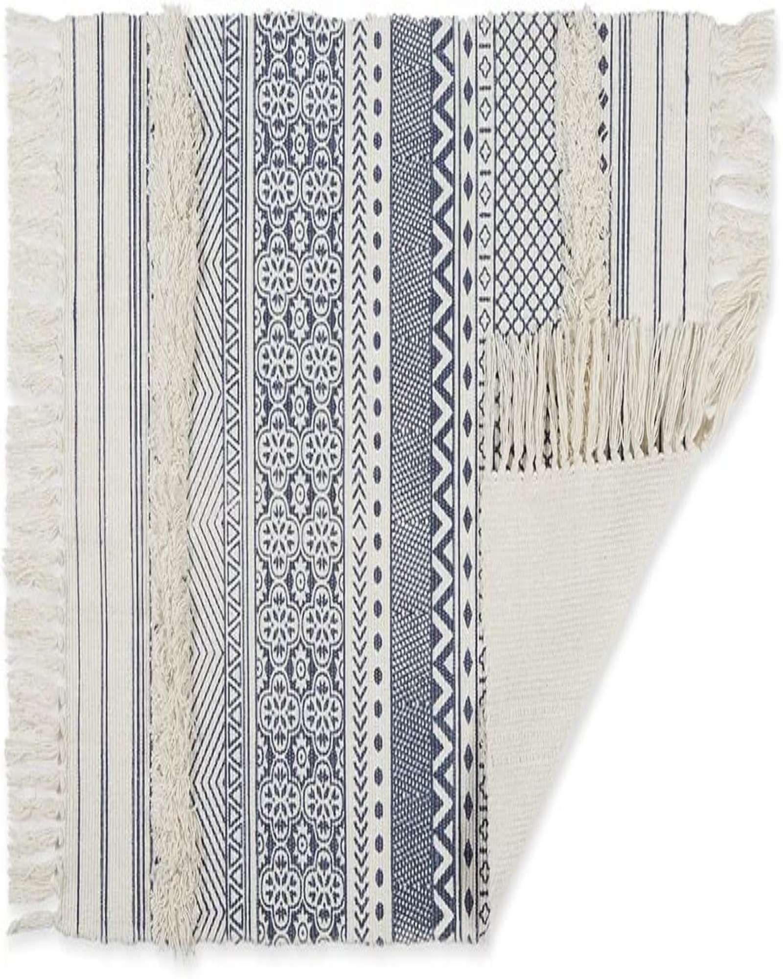 Pack de 2 Bajada de Cama de Lino estilo boho  medida 60 cm x 90 cm C7-2