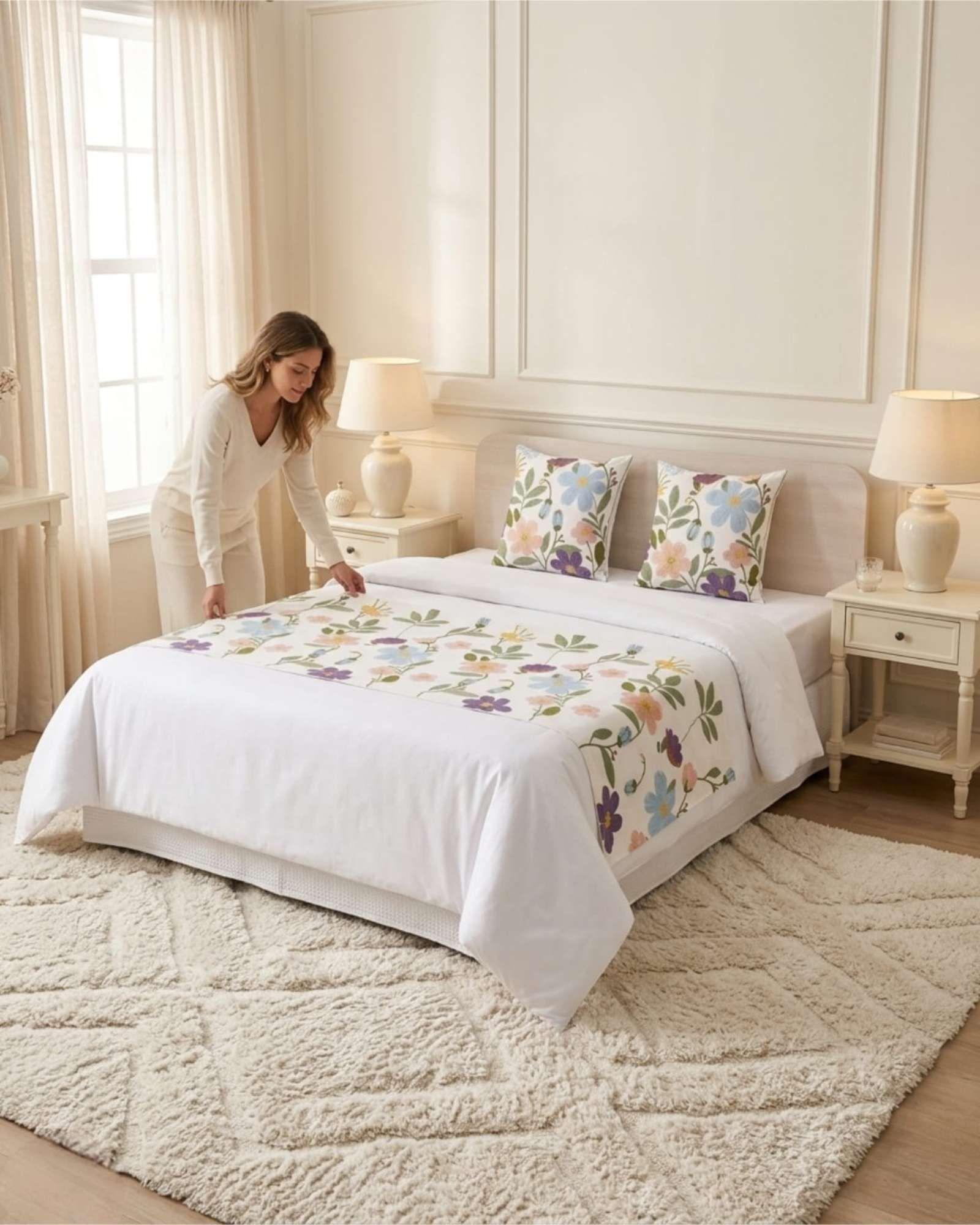 Set de Piecera Manta Texturizada y Dos Fundas de Cojin S10-3