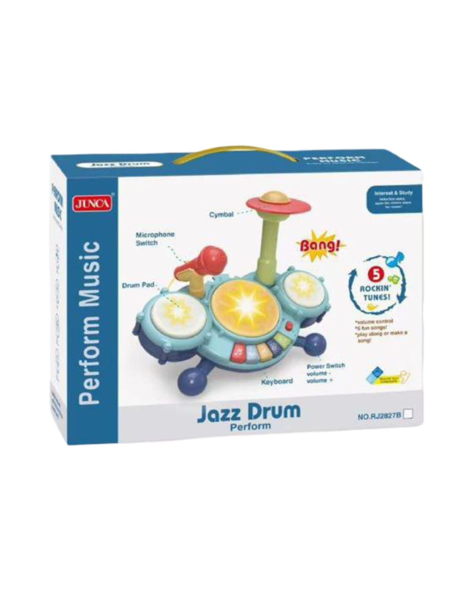 Juguete Infantil Batería Musical Interactiva con Melodias Azul-5