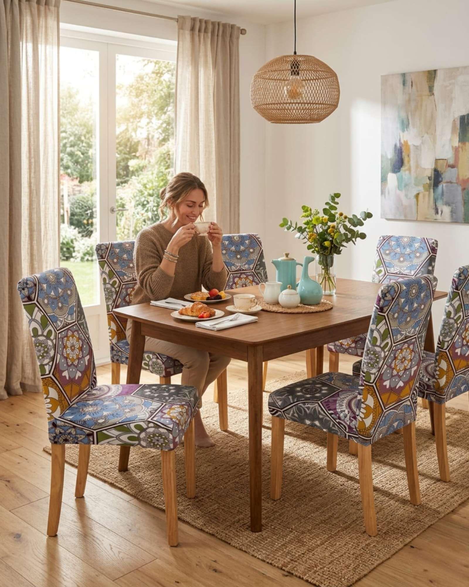 Pack de 6 fundas elasticas para sillas con diseño moderno M18-3