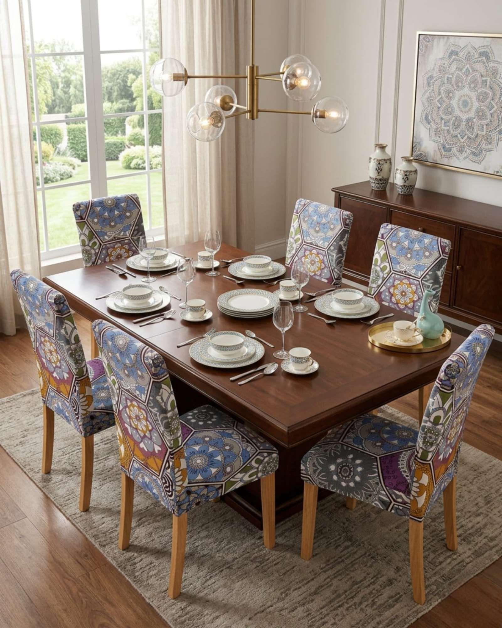 Pack de 6 fundas elasticas para sillas con diseño moderno M18-4