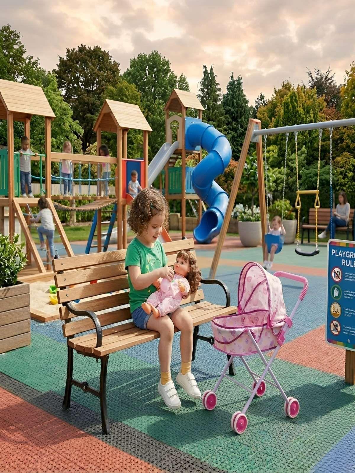 Set Muñeca Interactiva con Coche Moisés Plegable 2-3