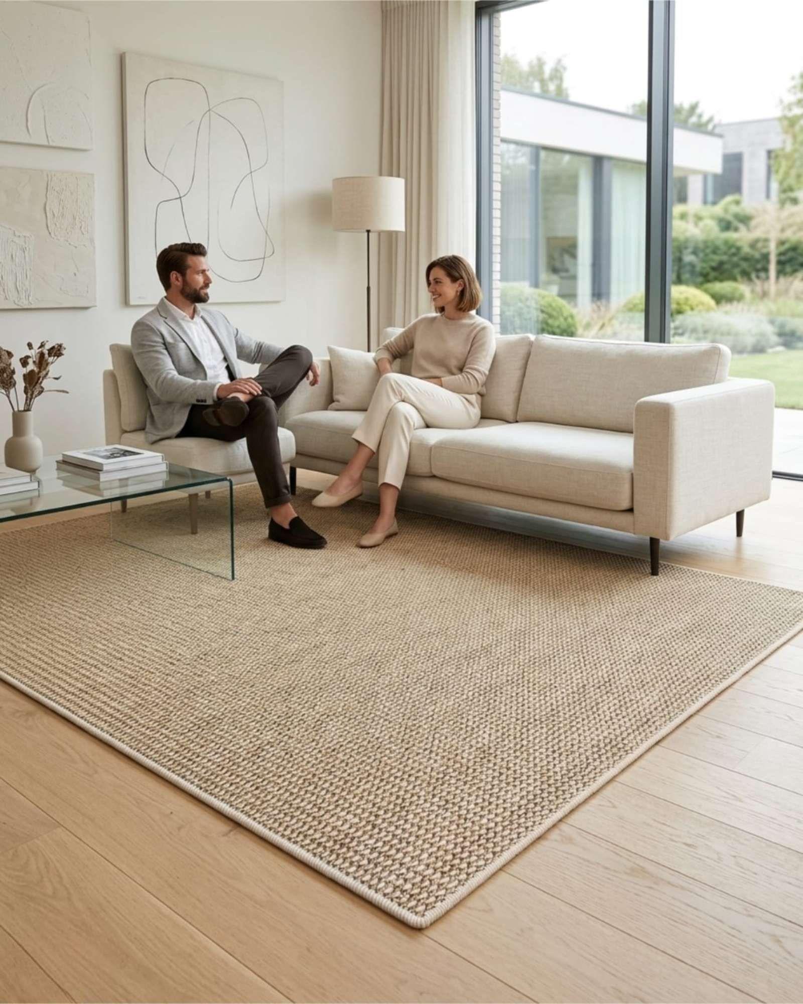Alfombra Resistente Tejida cuadrada modelo Piña 200X240 beige-0