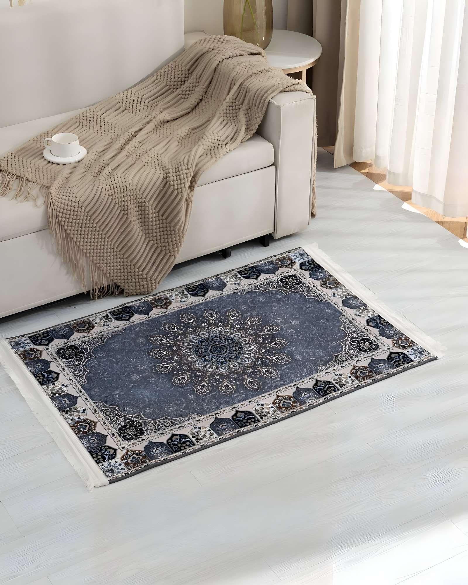 ALFOMBRA DECORATIVA CON FLEQUILLOS 80X120 GRIS-3