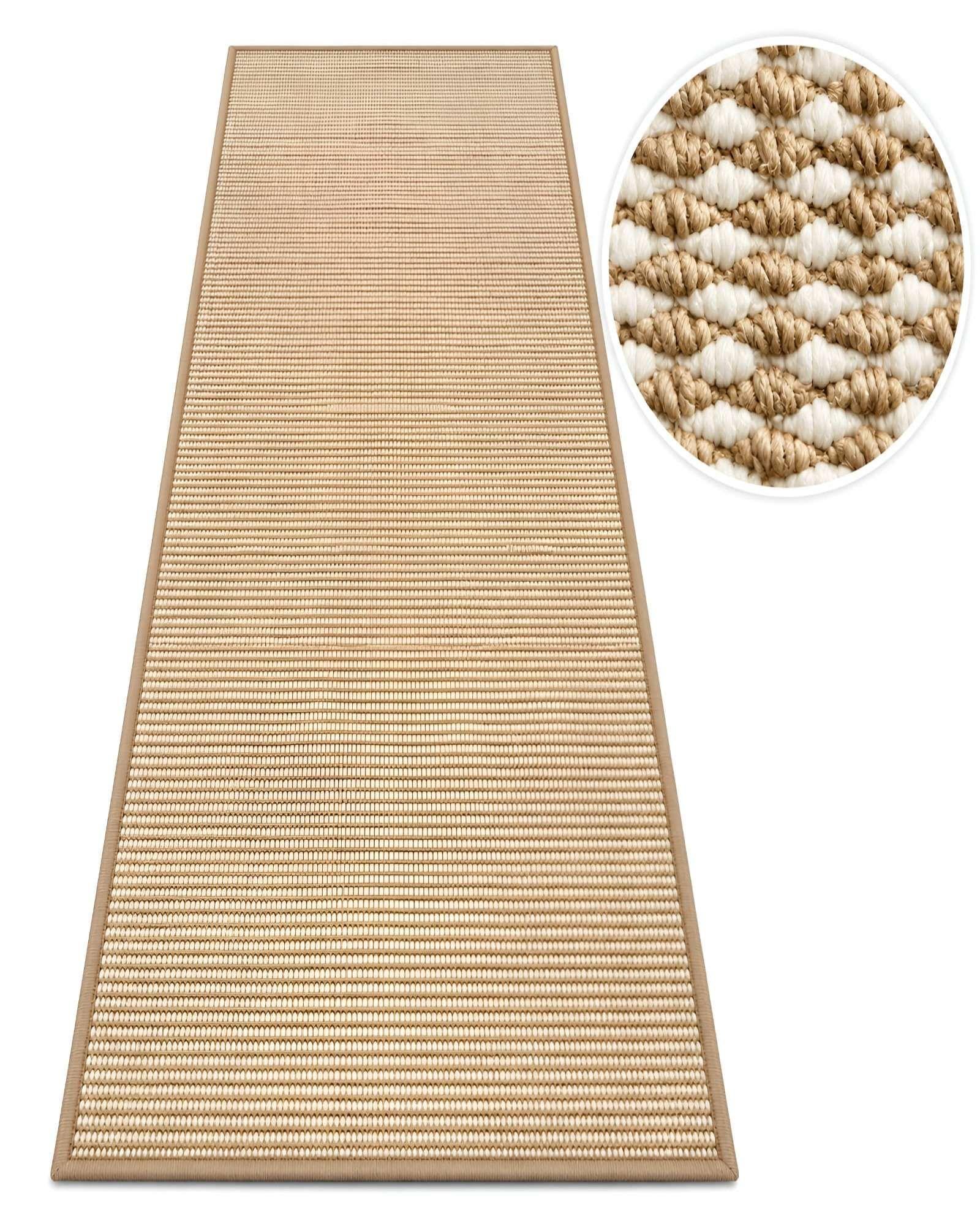 Alfombra Pasillera de Sisal Natural 60 x 200 cm | Antideslizante y Resistente 01-4