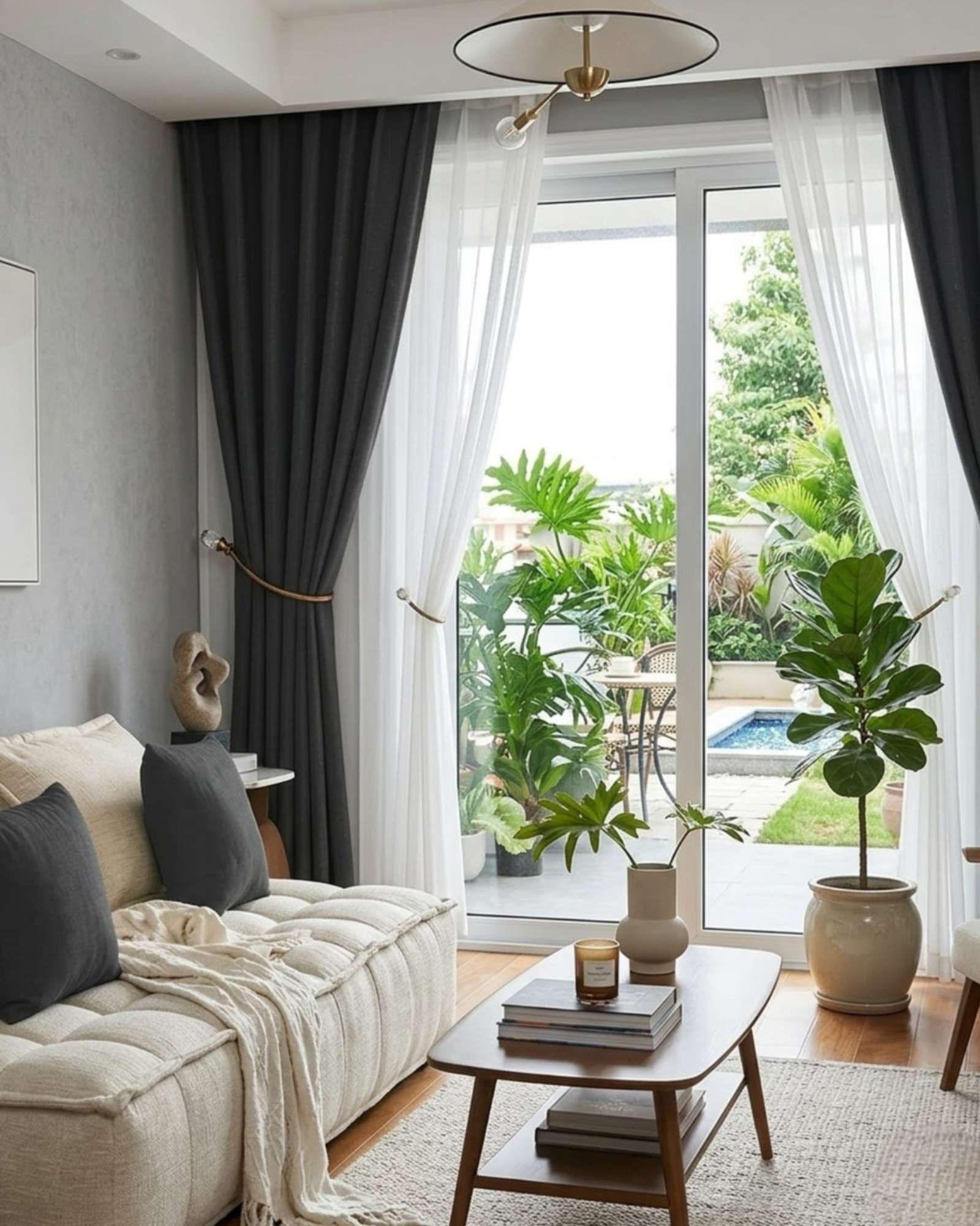 Set de Cortinas Blackout Engomadas Modernas de Lujo m11-4