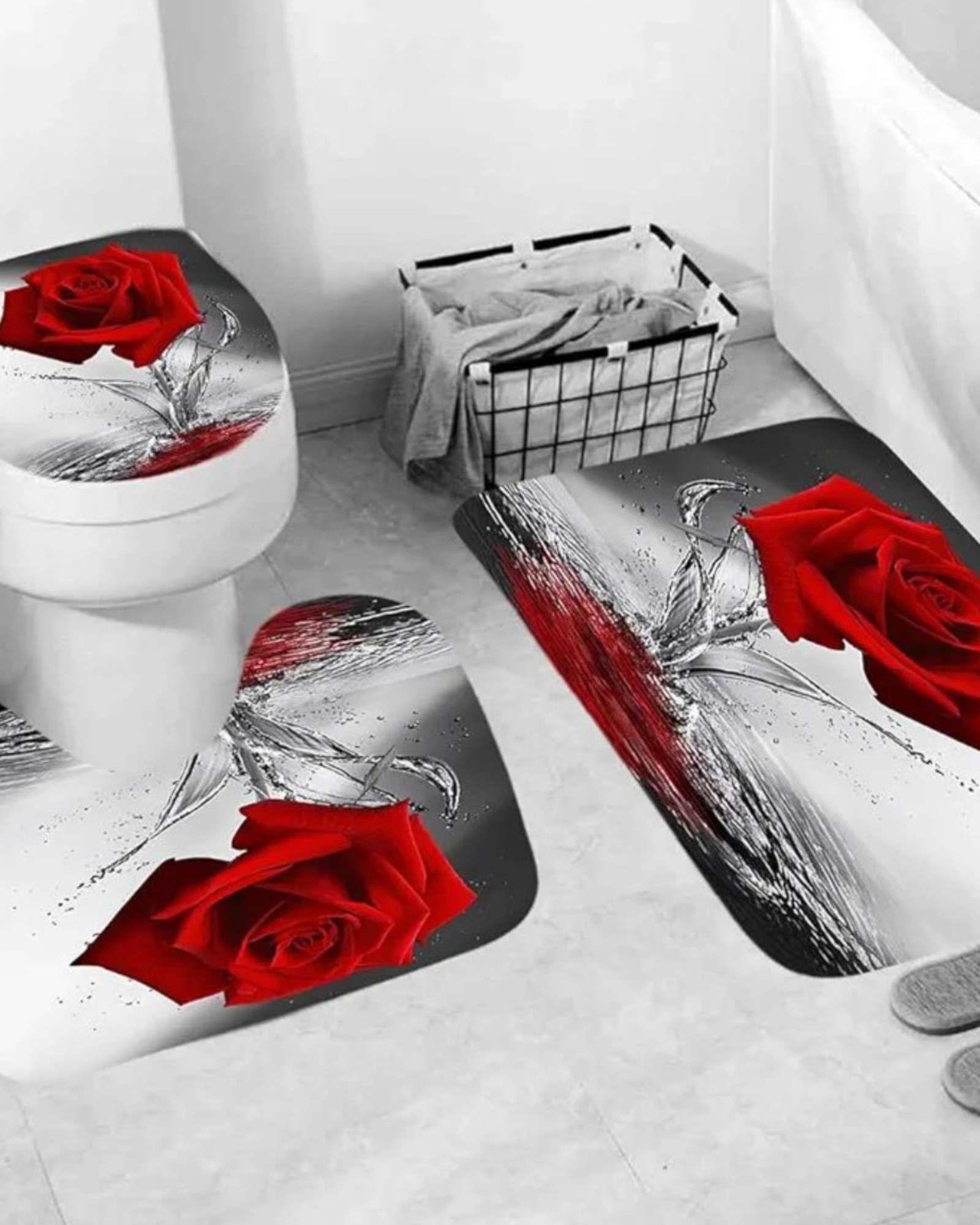 Set de baño 5 piezas Cortina mas Alfombras mas forro de ducha  -14-3