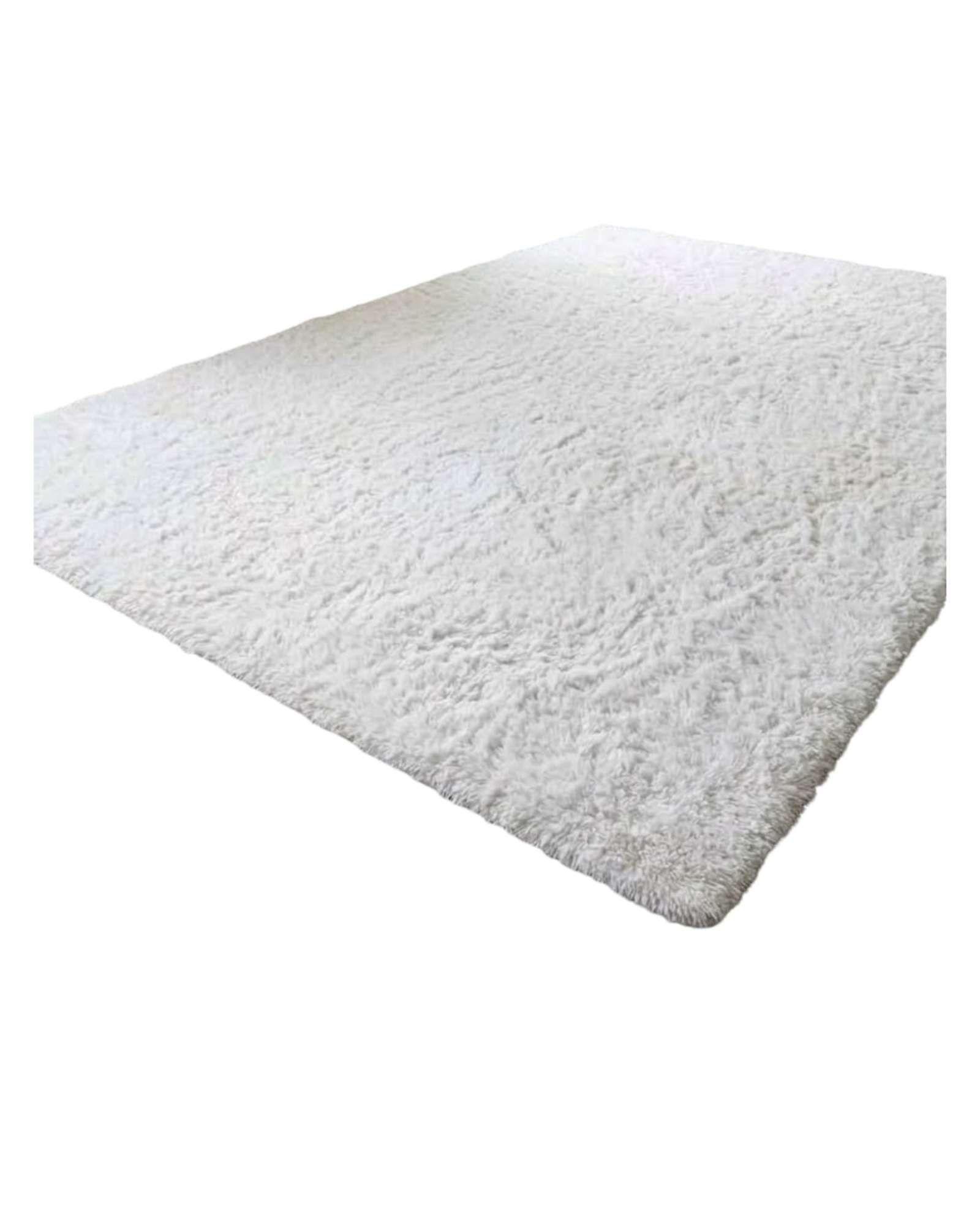Alfombra Shaggy Peluda Extra Suave VERANO / INVIERNO 180 x 200 cm  Blanco-4