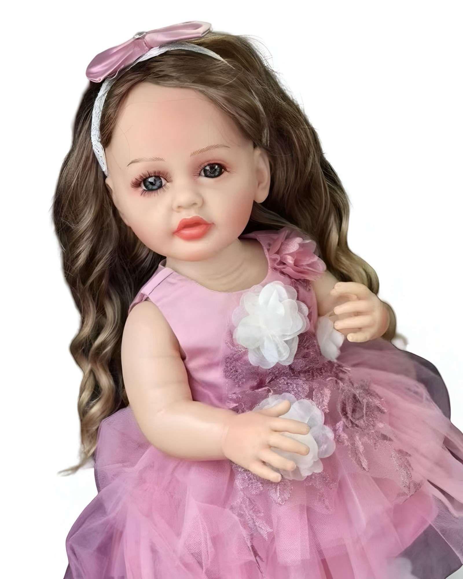 MUÑECA REALISTA BEBE 55 CM 100% SILICON CON VESTIDO 10-2