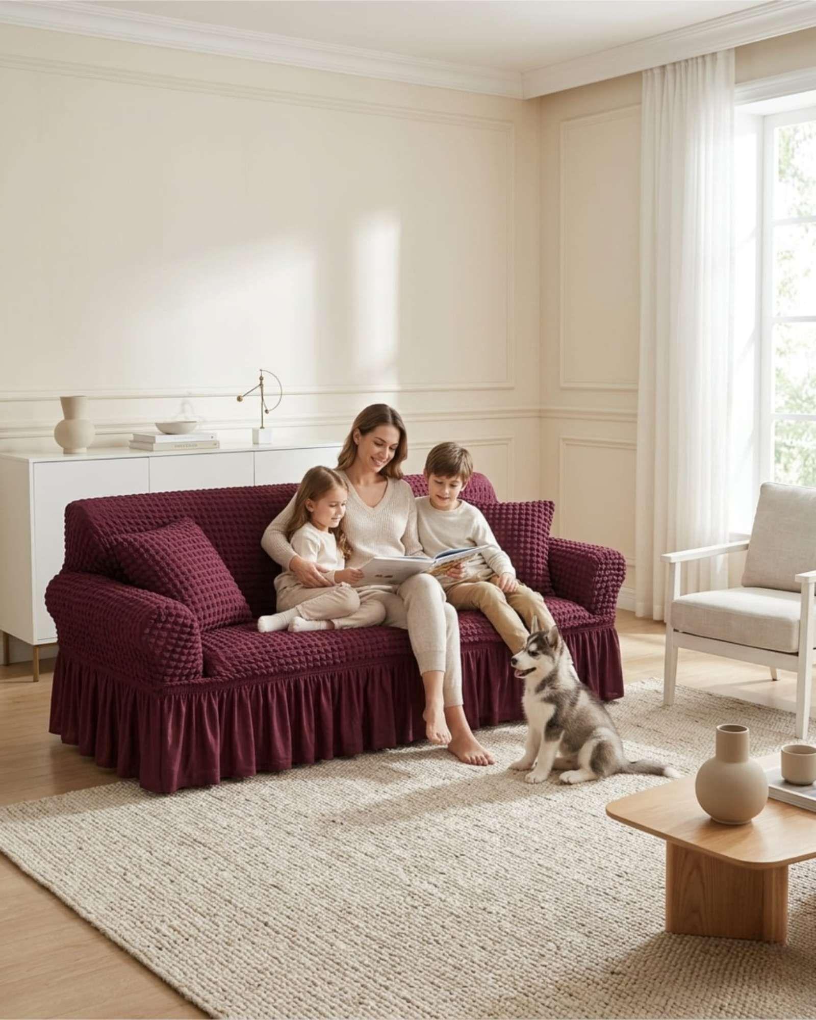 Funda de Sofa Turca de 4 Cuerpo Diseño Premium con Faldon m5-4