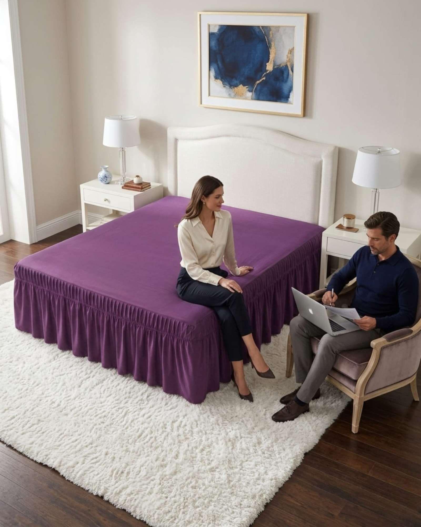 Faldón De Cama King Cubre Base Con Pliegues 05-2