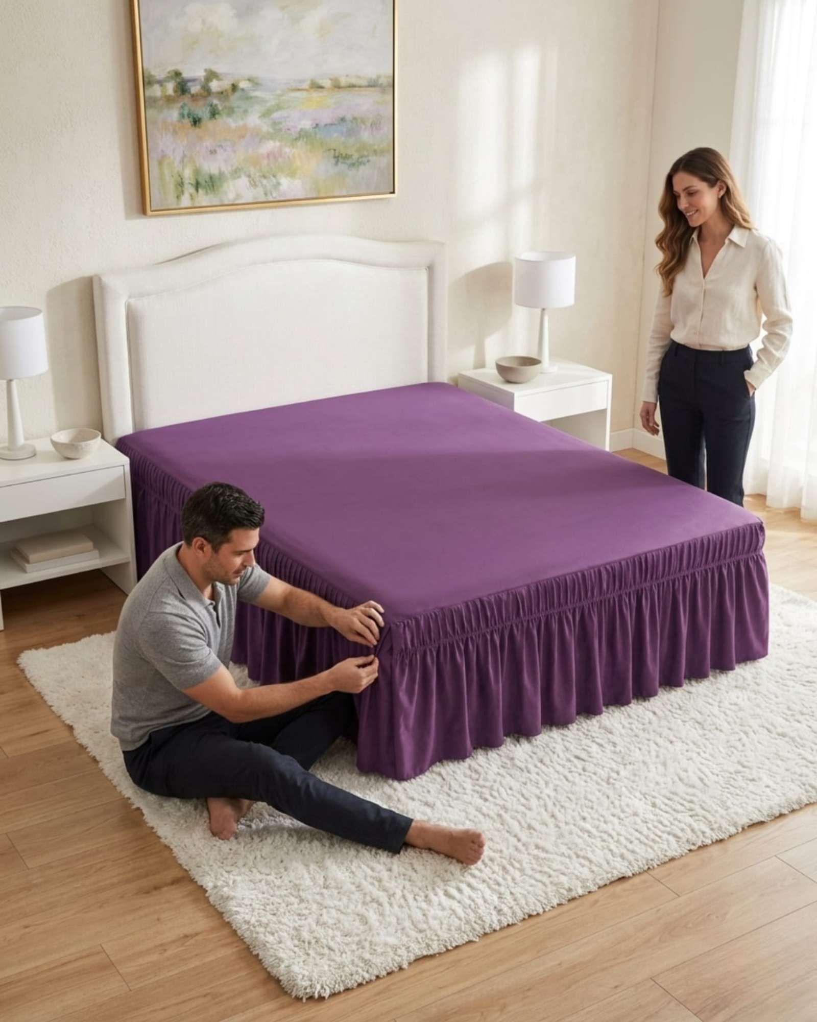 Faldón De Cama King Cubre Base Con Pliegues 05-3