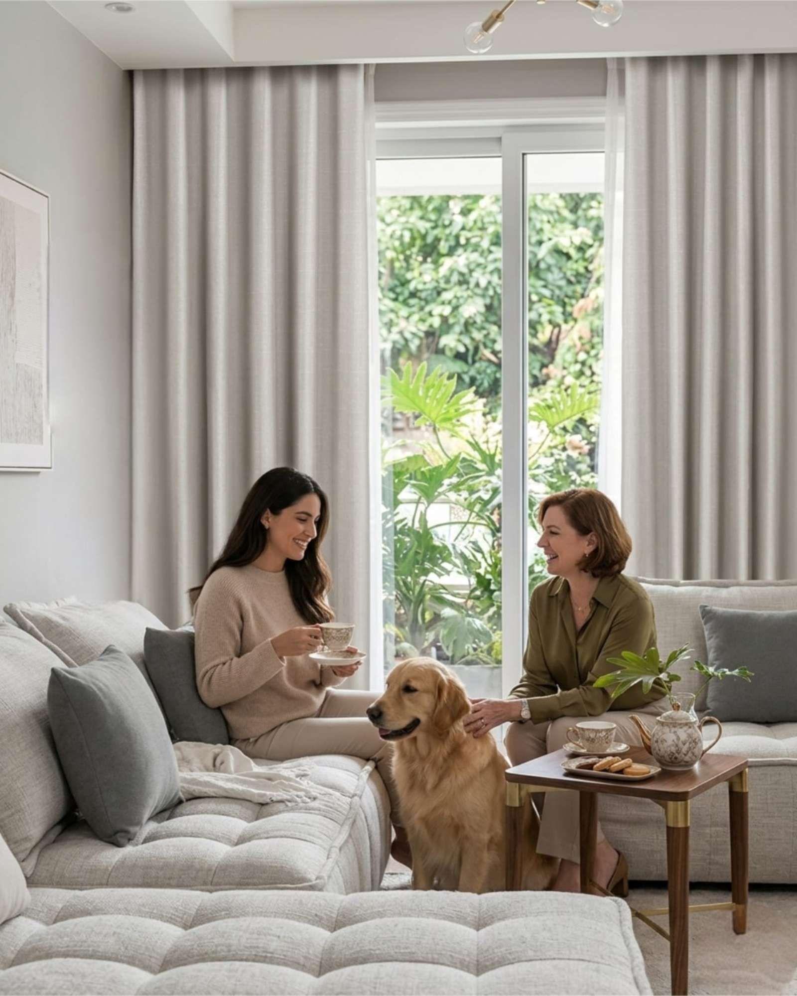 Set de Cortinas Blackout Engomadas Modernas de Lujo m13-4