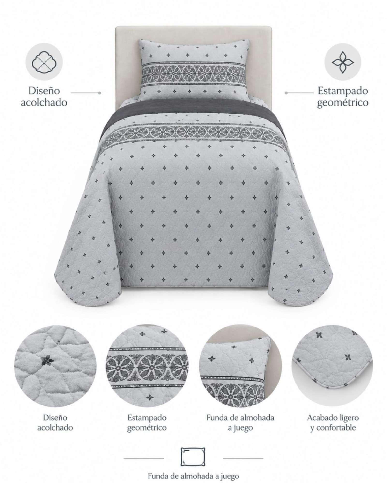 Cubrecama Quilt Delgado 1.5 Plaza para Verano Fresco a2-4