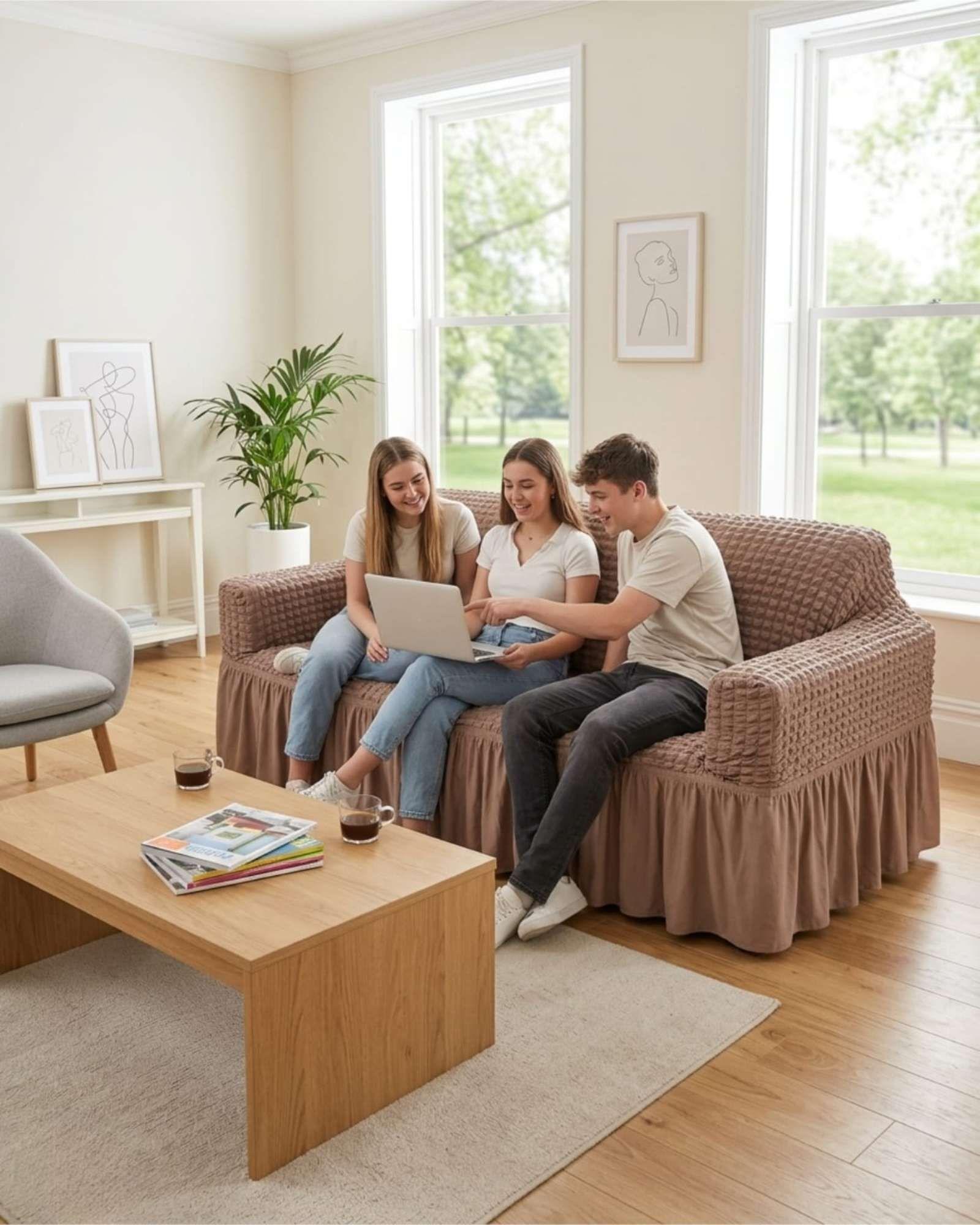 Funda de Sofa Turca de 4 Cuerpo Diseño Premium con Faldon m6-4