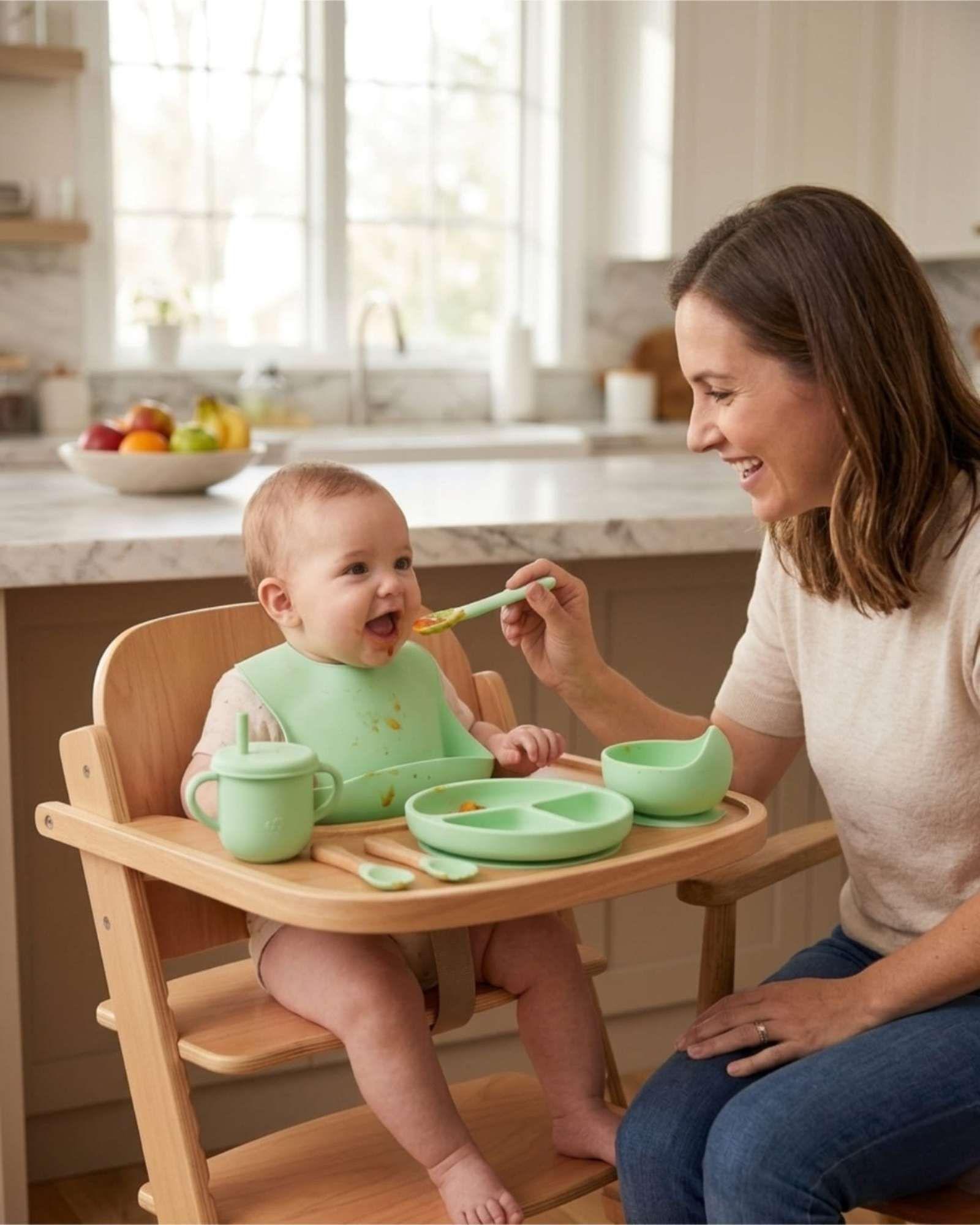 Set De Vajilla De Silicona Con Tapa Para Bebé 10 Piezas b1-0