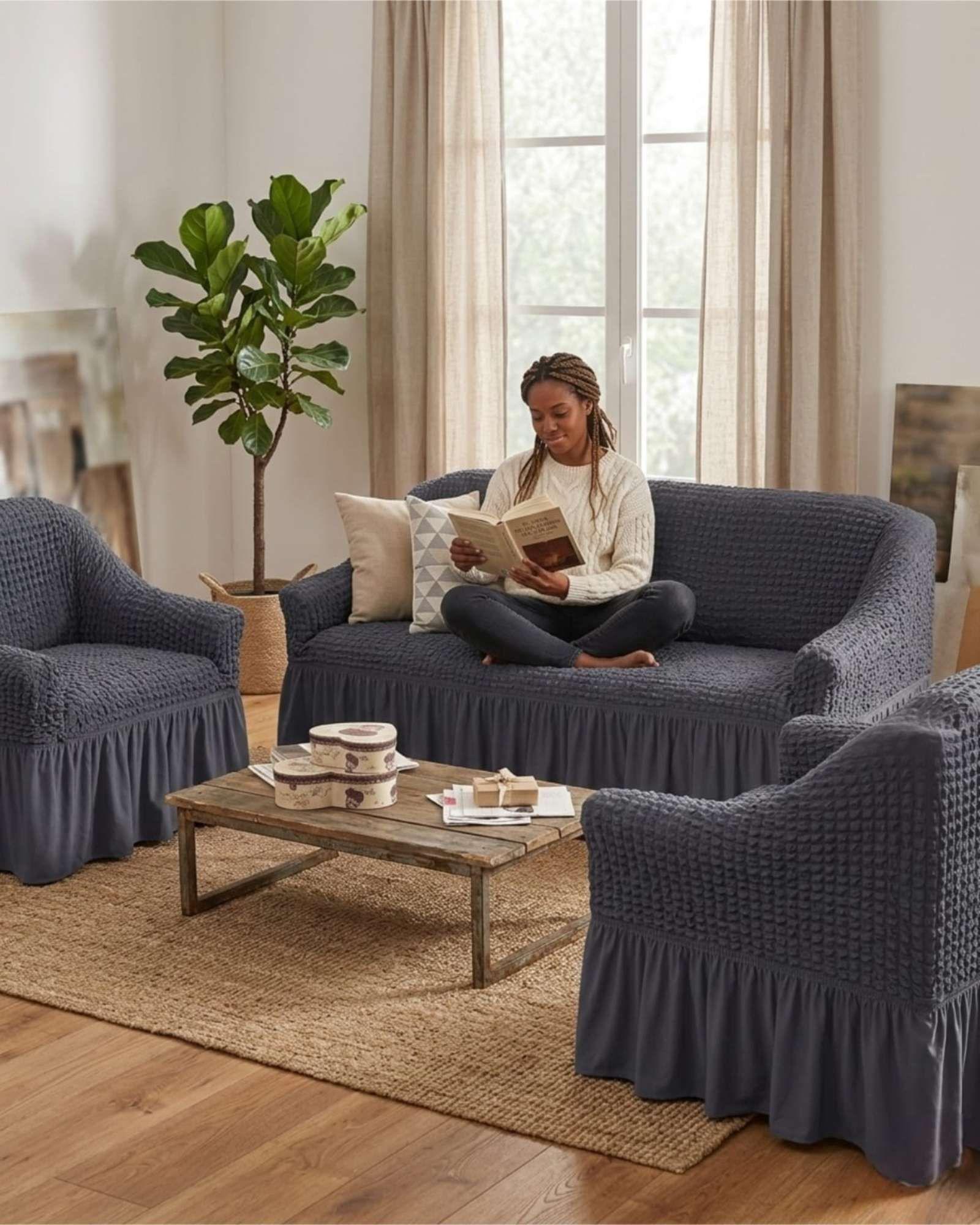 Cubre sillon 3+1+1 Diseño Sofisticado Turco con Vuelo Inferior m8-2