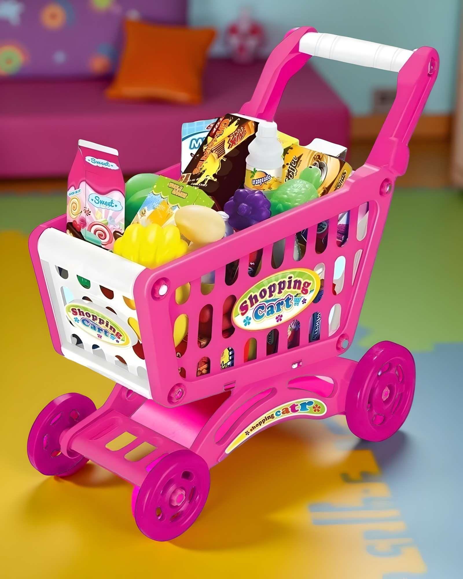 JUGUETE CARRITO DE COMPRAS 56 PZAS ROSADO-3